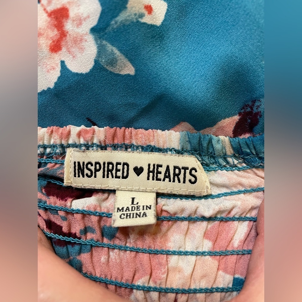 Inspired Hearts size large blue floral midi dresss - Picture 8 of 9